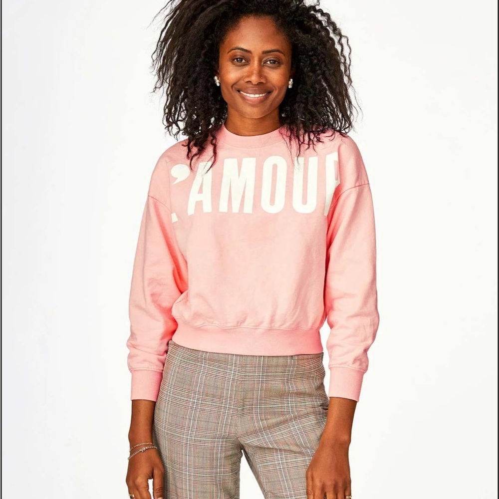 Clare V. Le Drop Amour Sweatshirt, Coral, XL